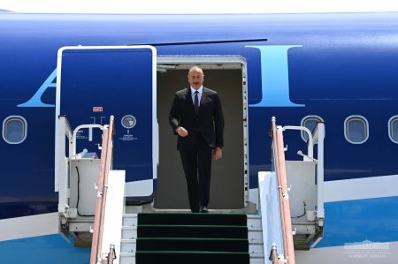 President of Azerbaijan Arrives in Uzbekistan