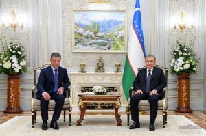 Shavkat Mirziyoyev meets with a group of Russian officials