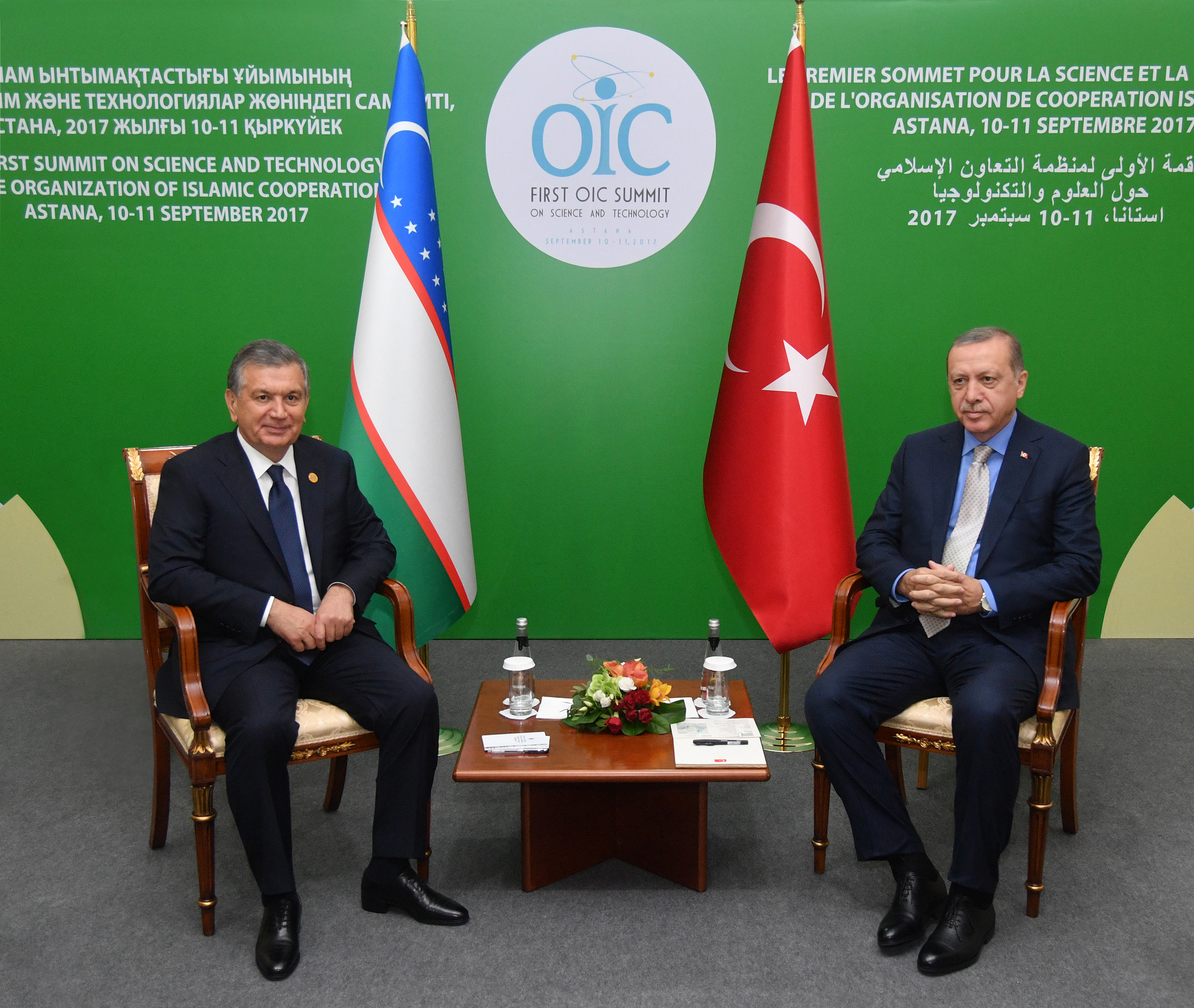 O‘zbekiston Prezidenti Shavkat Mirziyoyev Turkiya Prezidenti Rejep Tayyip Erdo‘g‘on bilan uchrashdi