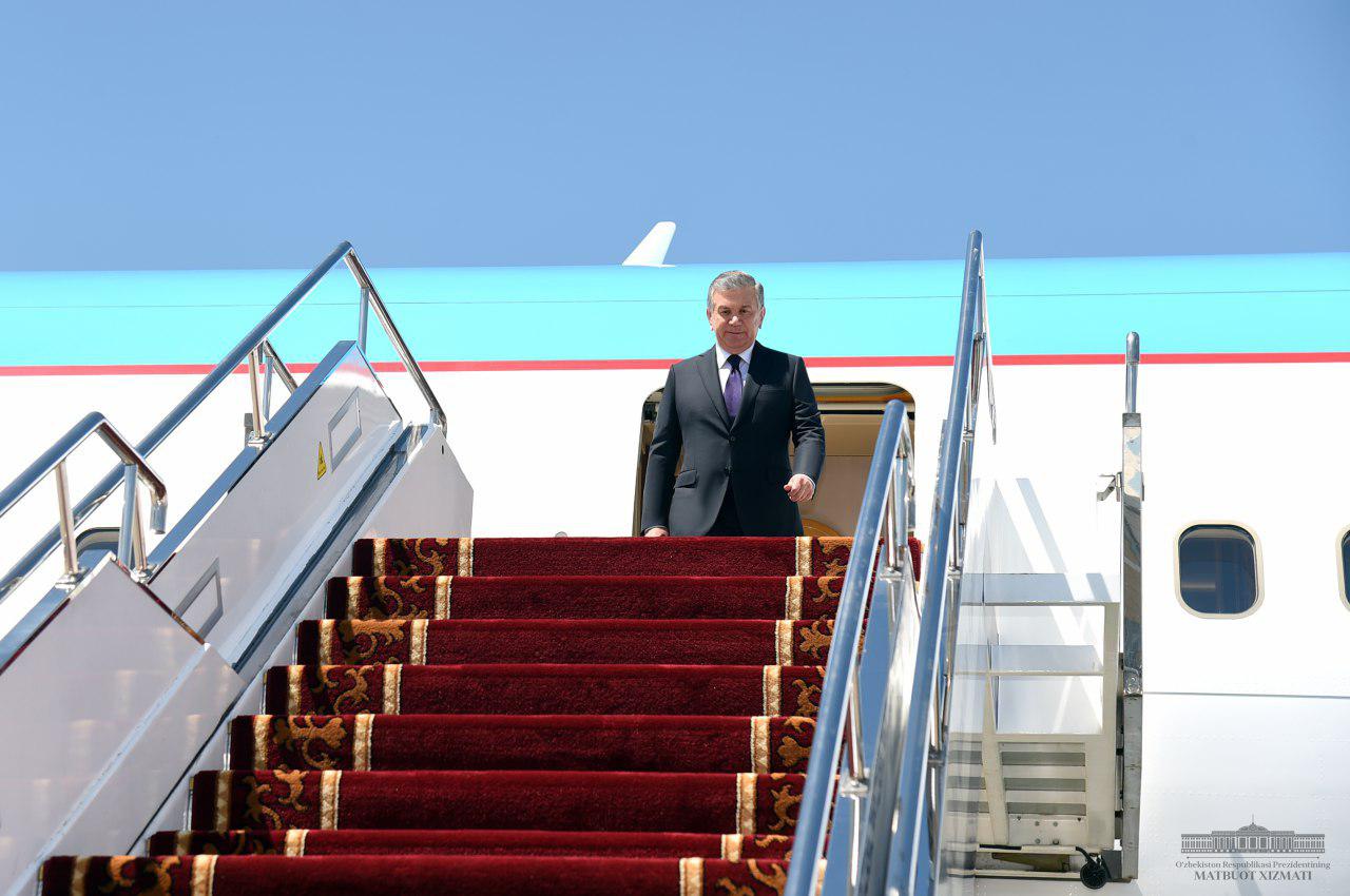 The President arrives in Bishkek